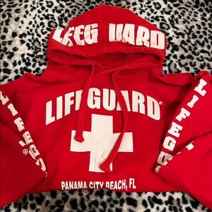 Lifeguard Red/White Hoodie Womens Small